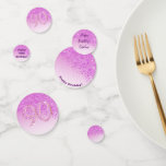 Happy 90th Birthday Chic Falling Pink Glitter Confetti<br><div class="desc">Glamourous Falling Pink Glitter with pink gradient,  shiny stars and photo.
Great for a fun 90th Birthday Party.</div>