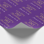 Happy 90th Birthday Gold Glitter and Purple Wrapping Paper<br><div class="desc">Happy 90th Birthday Gold Glitter and Purple Lilac Lavender Wrapping Paper with personalised name. For further customisation,  please click the "Customise it" button and use our design tool to modify this template.</div>
