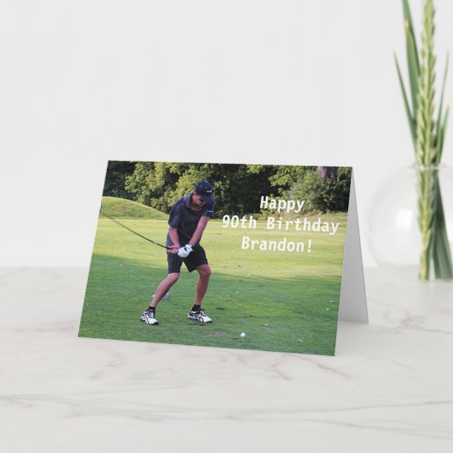 Happy 90th Birthday Golfer Sports Photo Thank You Card (Front)