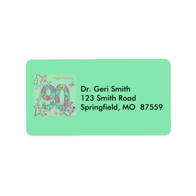 Happy 90th Birthday Label (Front)