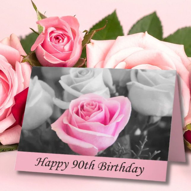 Happy 90th Birthday Rose Photography Card (Creator Uploaded)