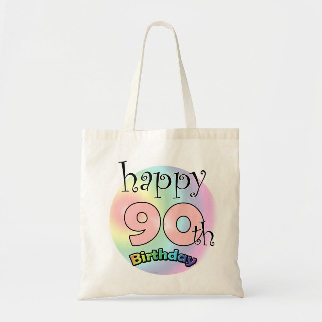 Happy 90th Birthday (roze) Tote Bag (Front)