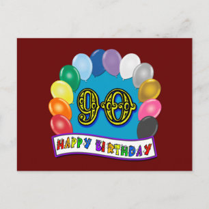 Happy 90th Birthday with Balloons Postcard