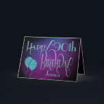 Happy 90th Name Purple Teal Mystical Birthday Card<br><div class="desc">A decorative typographical design with a mystical feel to send your 90th Birthday wishes. Happy Birthday is set in an elegant script typography with ornate swashes, in shades of blue, and the age is in a cordinating typeface along with your recipient’s name, on a watercolor style background in shades of...</div>