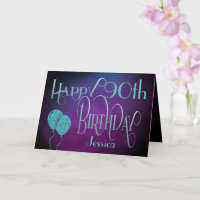 Happy 90th Name Purple Teal Mystical Birthday