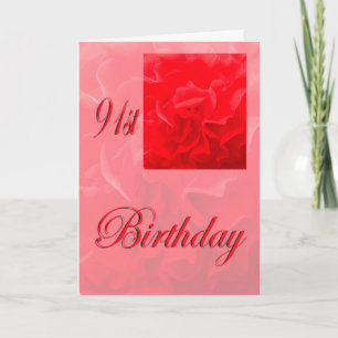 Happy 91st Birthday Dianthus Red Flower Card