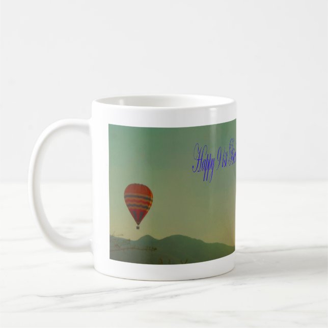 Happy 91st Birthday Hot Air Balloon Coffee Mug (Left)
