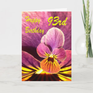 Happy 93rd Birthday Flower Pansy Card