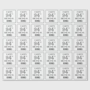 HAPPY 94TH BIRTHDAY; Art Deco Style; Custom Name Wrapping Paper