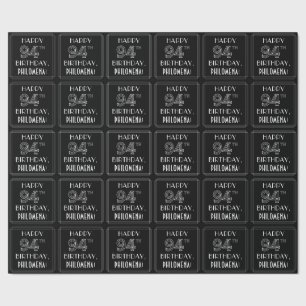HAPPY 94TH BIRTHDAY; Art Deco Style w/ Custom Name Wrapping Paper