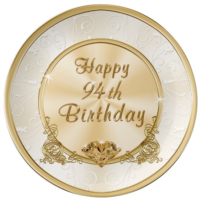 Happy 94th Birthday Gifts, Happy Birthday Plate (Front)