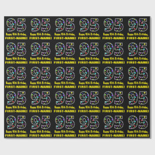 Happy 95th Birthday, Fun Colourful Stars Pattern 9 Wrapping Paper