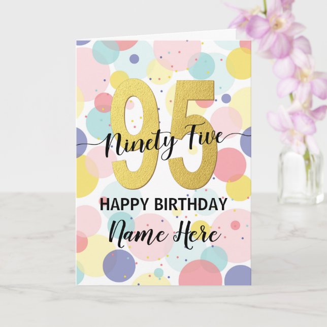 Happy 95th Birthday Pastel Rainbow Gold Woman Card (Orchid)