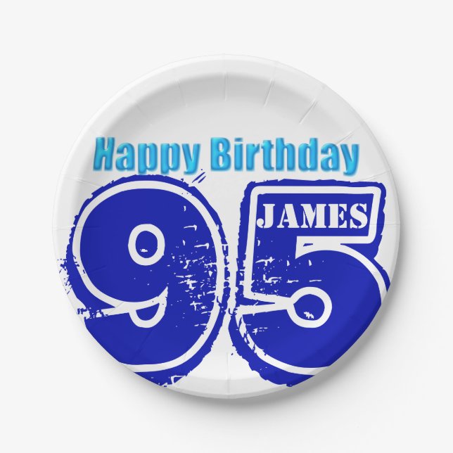 Happy 95th Birthday Personalised Paper Plates (Front)