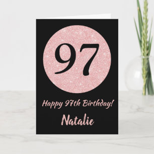Happy 97th Birthday Black and Rose Pink Gold Card
