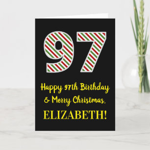 Happy 97th Birthday & Merry Christmas, Custom Name Card