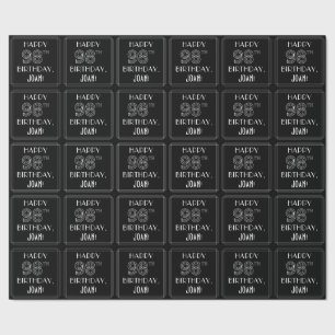 HAPPY 98TH BIRTHDAY; Art Deco Style w/ Custom Name Wrapping Paper