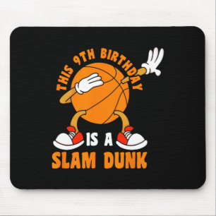 Happy 9 Birthday 9 Year Old Dab Bysketbyll 9th Bir Mouse Pad