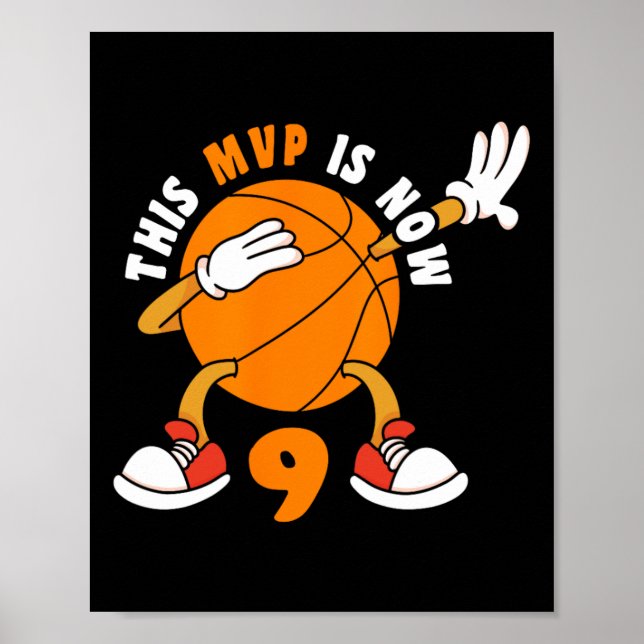 Happy 9 Birthday 9 Year Old MVP Basketball 9th Bir Poster (Front)