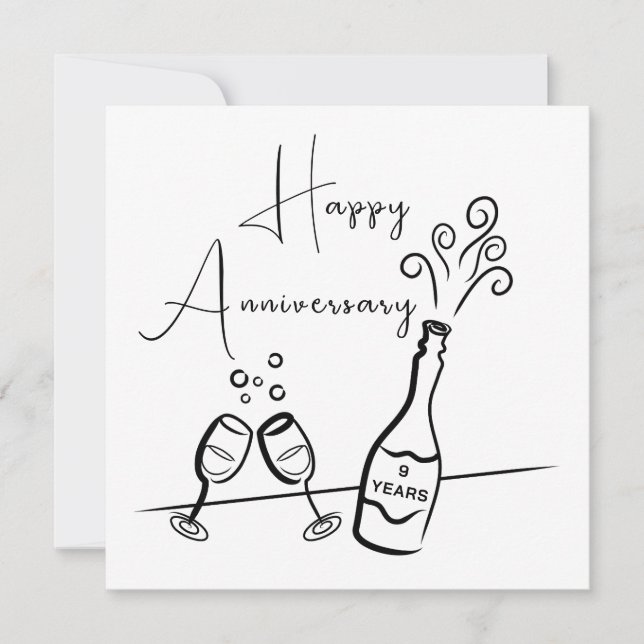 Happy 9th Anniversary Champagne Celebration Card (Front)