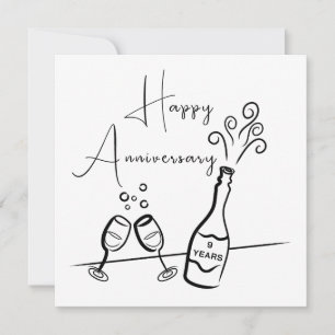 Happy 9th Anniversary Champagne Celebration Card
