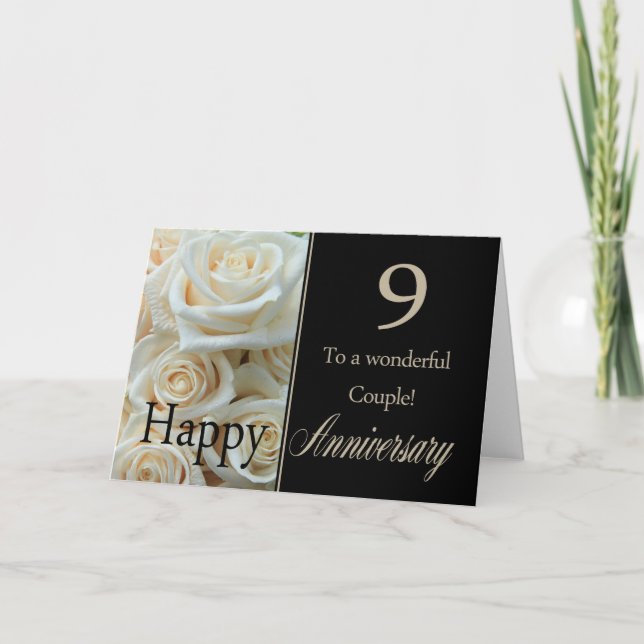 Happy 9th Anniversary roses Card (Front)