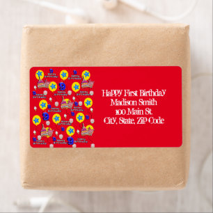 Happy 9th Birthday Address Labels, Red