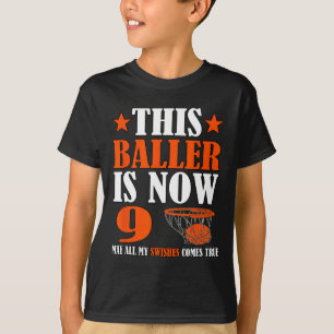 Happy 9th Birthday Basketball 9th Birthday  T-Shirt
