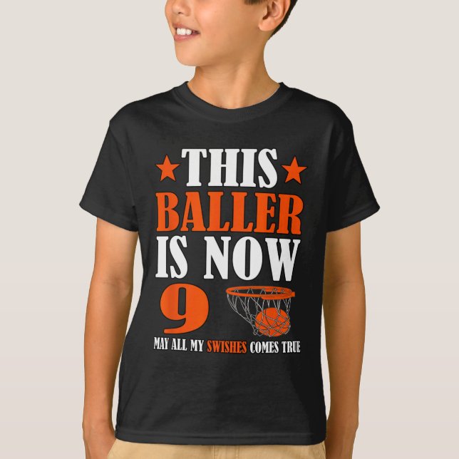 Happy 9th Birthday Basketball 9th Birthday  T-Shirt (Front)