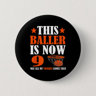 Happy 9th Birthday Bysketbyll 9th Birthday 6 Cm Round Badge