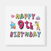 Happy 9th Birthday for 9 year old Kids B-day