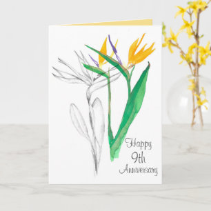 Happy 9th Wedding Anniversary Bird Of Paradise Card