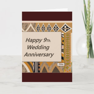 Happy 9Th. Wedding Anniversary Pottery Card