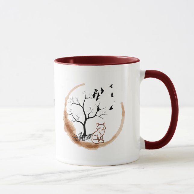 “Happy Accident” Fox Mug – Serene, Artsy, Thoughtf (Right)