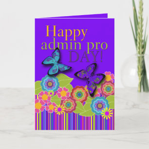 Happy Admin Pro Day, Butterflies and Flowers Card