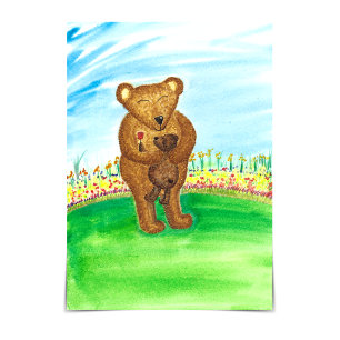 "Happy Adoption Day" Bears in Summer Garden Card