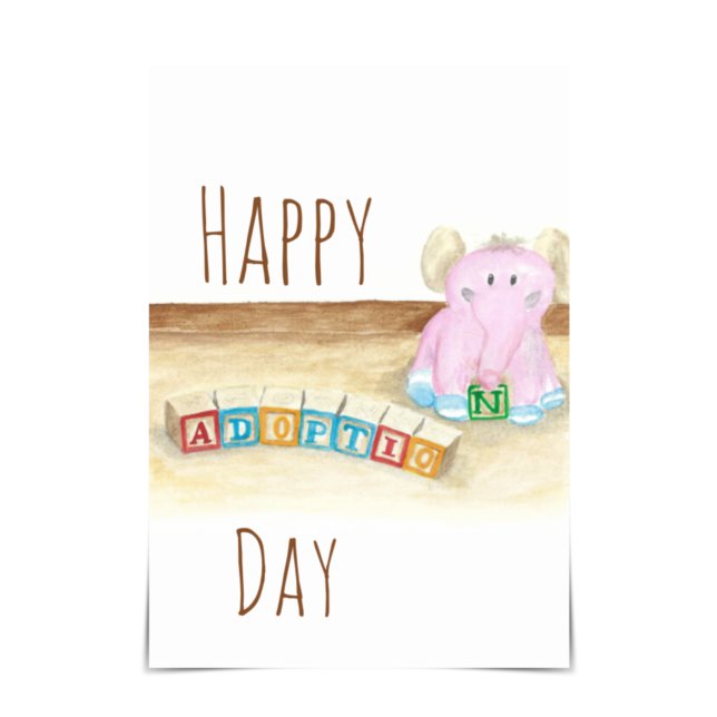 "Happy Adoption Day" Elephant Watercolour Card (Creator Uploaded)