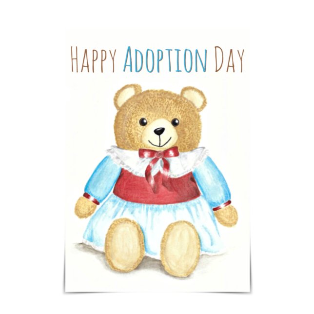 "Happy Adoption Day" Oma Bear Hug Watercolour Card (Creator Uploaded)