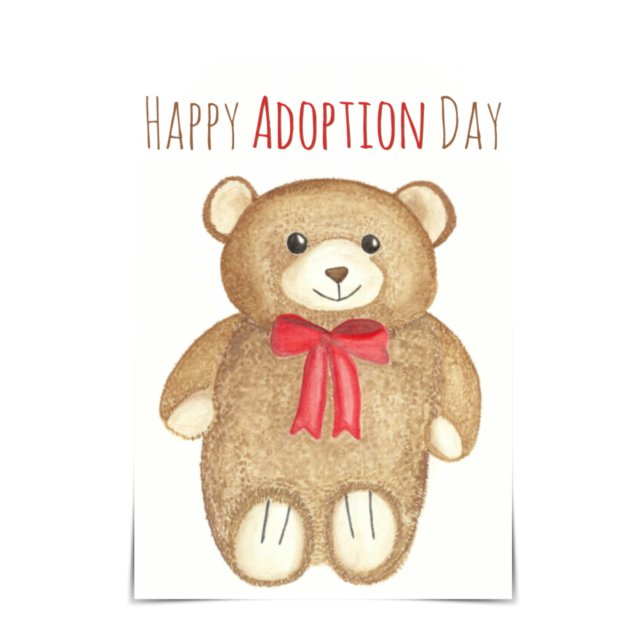"Happy Adoption Day" Opa Bear Hug Watercolour Card (Creator Uploaded)