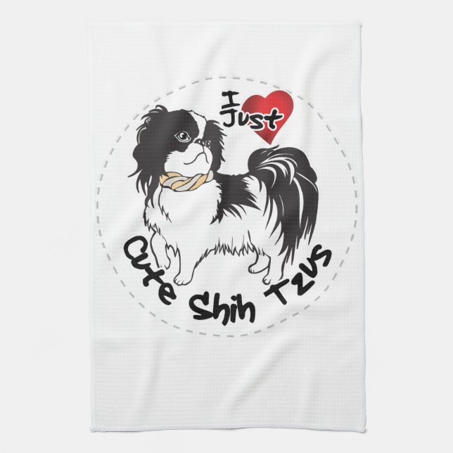Happy Adorable Funny & Cute Shih Tzu Dog Tea Towel (Vertical)