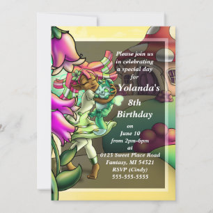 Happy African American Fairy Birthday Party Invitation