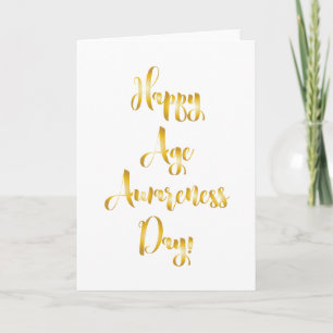 Happy age awareness day gold funny birthday card