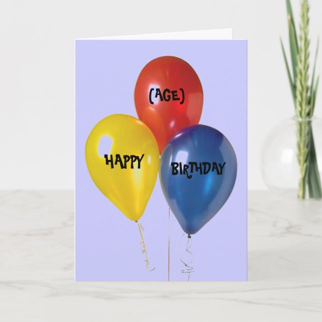 HAPPY, (AGE), BIRTHDAY CARD - (Front)
