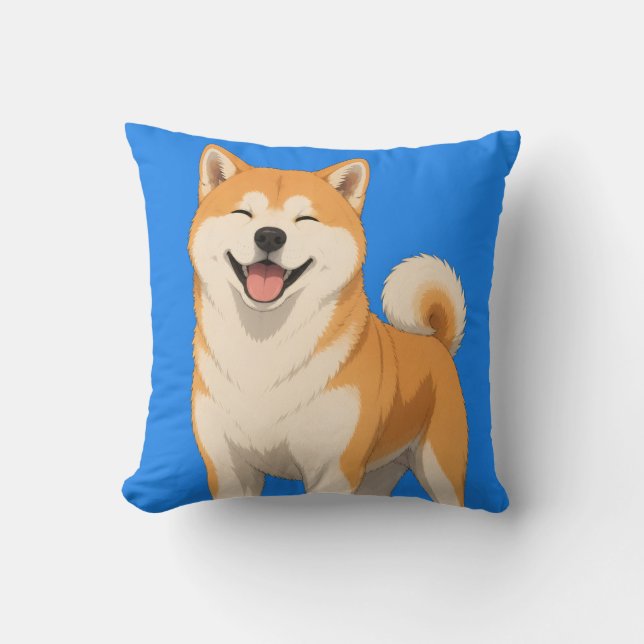 Happy Akita Dog Design Cushion (Front)