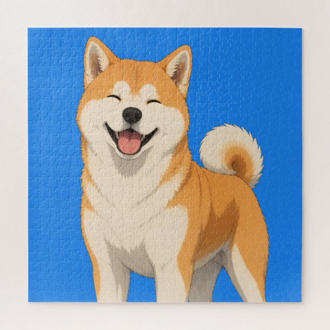 Happy Akita Dog Design Jigsaw Puzzle (Vertical)