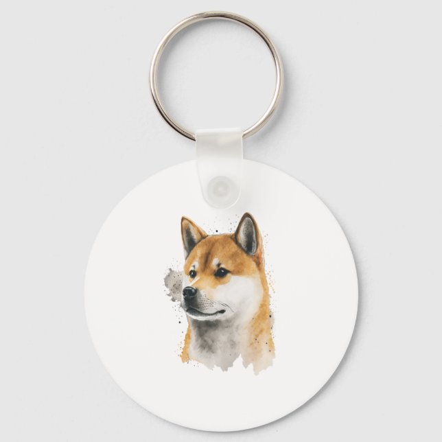 Happy Akita Dog  Key Ring (Front)
