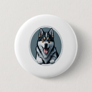 happy Alaskan Malamute Puppy 6 Cm Round Badge