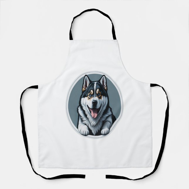 happy Alaskan Malamute Puppy  Apron (Front)