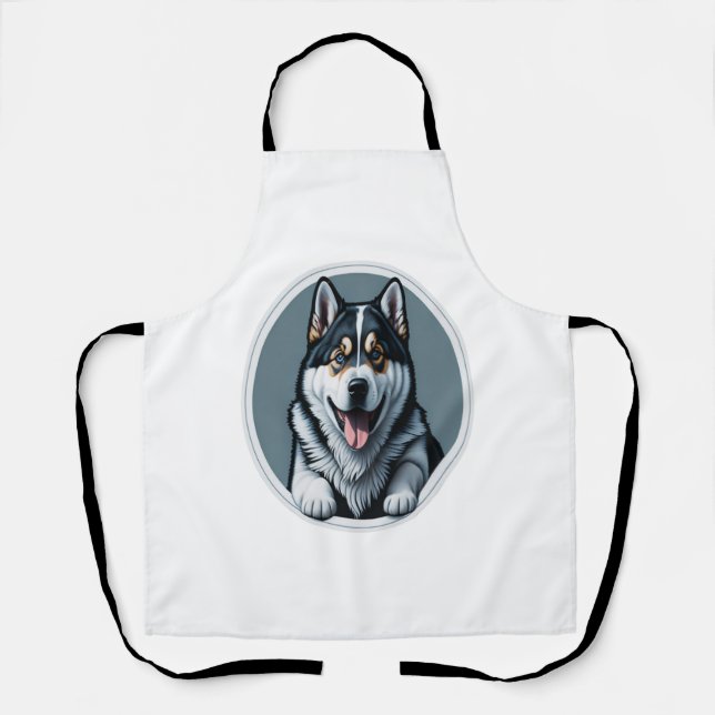 happy Alaskan Malamute Puppy  Apron (Front)