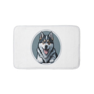 happy Alaskan Malamute Puppy  Bath Mat